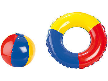 Kinder-Schwimmset mit Schwimmring, Kindermatratze und Strandball