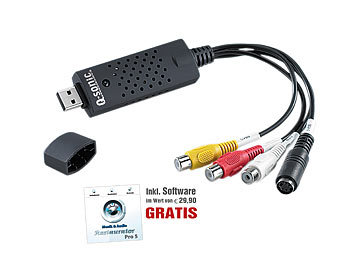 VHS Video Grabber: Q-Sonic USB-Video-Grabber VG-202 zum Digitalisieren, mit Software für Windows