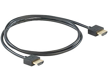 auvisio Ultraflaches HDMI-1.4-Kabel m. vergoldeten Kontakten, Full HD, 3D, 1 m