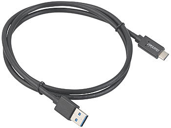 auvisio USB-3.0-Anschlusskabel Stecker Typ C auf Typ A, 1 m, 2 A