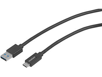 USB 3 Kabel: auvisio USB-3.0-Anschlusskabel Stecker Typ C auf Typ A, 1 m, 2 A