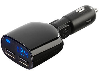 revolt Kfz-USB-Netzteil für 12/24 V mit Display & Spannungswarner, 3,1A/15,5W
