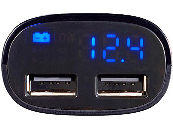 revolt Kfz-USB-Netzteil für 12/24 V mit Display & Spannungswarner, 3,1A/15,5W