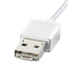 revolt 3in1-USB-2.0-Kabel mit USB-A- und 2 Micro-USB-Steckern, OTG