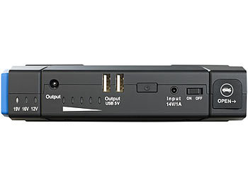 revolt Notebook-Powerbank mit Kfz-Starthilfe & 2x USB, 12.000 mAh / 400 A