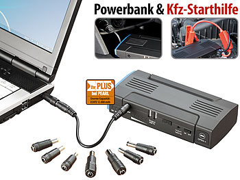 revolt Notebook-Powerbank mit Kfz-Starthilfe & 2x USB, 12.000 mAh / 400 A