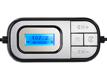 auvisio FM-Transmitter mit Boost- & Auto-Scan-Funktion, AUX, Kfz-USB-Ladegerät
