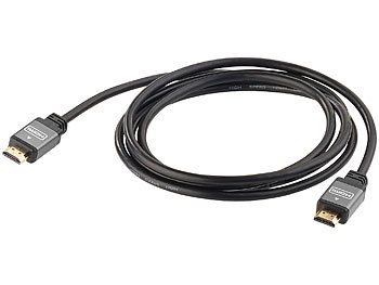 auvisio High-Speed-HDMI-2.0a-Kabel für 4K, 3D und Full HD, HEC, 2 m