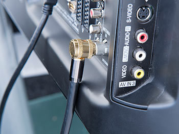 auvisio Premium-HDTV-Antennenkabel, Koaxial-Stecker, 90°-Winkel, 5 m, 105 dB