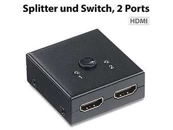 auvisio 2-Port-HDMI-1.4-Splitter und -Switch, für Videos in 4K UHD & 3D, HDCP
