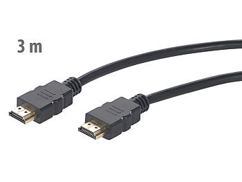 auvisio High-Speed-HDMI-2.0a-Kabel für 4K, 3D und Full HD, HEC, 3 m