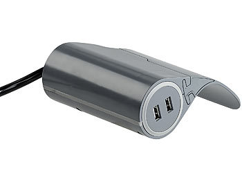 revolt Sofa-Steckdose mit 2 USB-Ladeports, 2,4 A / 12 W, 2,8 m Anschlusskabel