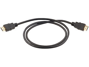 auvisio High-Speed-HDMI-Kabel für 4K, 3D & Full HD, HEC, schwarz, 1 m