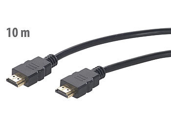 HDMI-Kabel für Smart TVs: auvisio High-Speed-HDMI-Kabel für 4K, 3D & Full HD, HEC, schwarz, 10 m