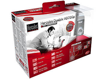 Hercules 5-MP-Webcam Dualpix HD720p mit Autofokus und Mikrofon
