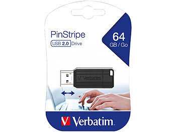 USB Datenspeicher: Verbatim PinStripe 64GB USB-Speicherstick (USB 2.0), schwarz