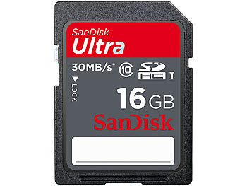 SanDisk Ultra SDHC-Speicherkarte16GB, 30 MB/s Class 10 UHS-I, U1
