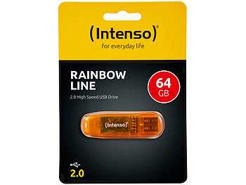 Intenso 64 GB USB-Speicherstick Rainbow Line, transparent-orange