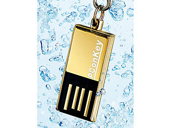 PConKey Slim USB-Speicherstick vergoldet, 64 GB, wasserdicht