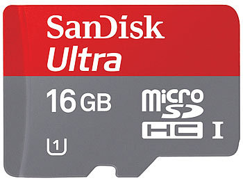 SanDisk 16GB Ultra microSDHC Speicherkarte, 30 MB/s, UHS-I