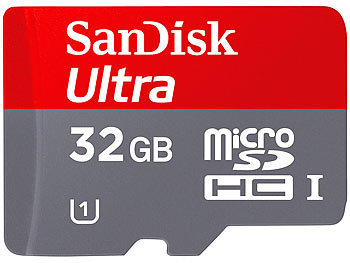 SanDisk 32GB Ultra microSDHC Speicherkarte, 30 MB/s, UHS-I