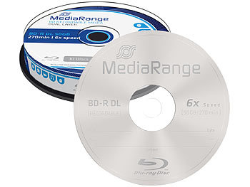 Blueray Rohlinge: MediaRange Blu-ray Rohling BD-R Dual Layer 50 GB 6x speed, 10er-Spindel