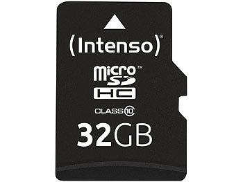 Micro SD Karte: Intenso microSDHC-Speicherkarte 32 GB; Class 10; inkl. SD-Adapter