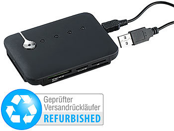 c-enter Multi-Card- SIM-Reader mit Aktiv-USB-Hub, 3 Ports (Versandrückläufer)