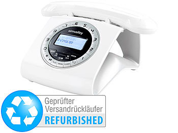 simvalley Retro-DECT-Schnurlostelefon mit Anrufbeantworter, weiß (refurbished)