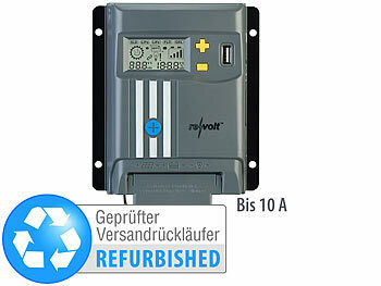 Laderegler mit Display: revolt MPPT-Solarladeregler für 12/24-V-Batterien, Display, Versandrückläufer