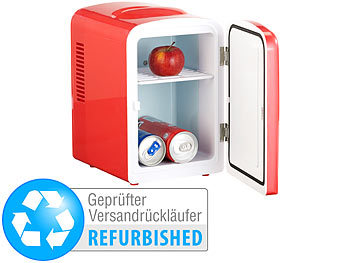 Büro-Mini-Kühlschrank: Rosenstein & Söhne Mini-Kühlschrank AC/DC, 12/230V 4l, mit Warmhalte-Funkt., rot, B-Ware
