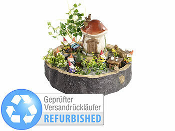 Mini-Garten-Dekos: Royal Gardineer Handgefertigter Pilzhaus-Zwergengarten, wasserfest (refurbished)