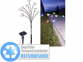 LED-Solar-Zweige: Lunartec Solar-LED-Lichterstrauch mit 8 Blüten und Erdspieß, Versandrückläufer