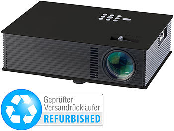 Mini Beamer: SceneLights LED-Beamer mit Mediaplayer LB-8001.mp, USB & HDMI (Versandrückläufer)