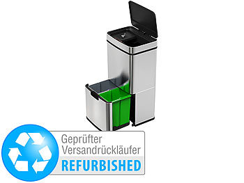 Design Mülleimer: infactory Design-Mülltrenn-System mit Sensor, 4 Behälter, Versandrückläufer