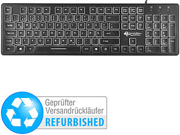 Tastatur Slim: GeneralKeys Beleuchtete USB-Tastatur mit Nummernblock, Versandrückläufer