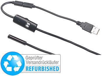 USB HD Endoskop Kamera: Somikon USB-Endoskop-Kamera, 6 LEDs, für PC Versandrückläufer