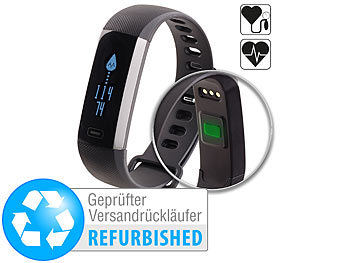 Smartwatch mit Blutdruck und Puls: newgen medicals Fitness-Armband, Blutdruck- & Herzfrequenz-Anzeige (Versandrückläufer)