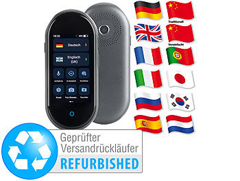 Übersetzer mit Kamera: simvalley Mobile Mobiler Echtzeit-Sprachübersetzer, 105 Sprachen,Versandrückläufer