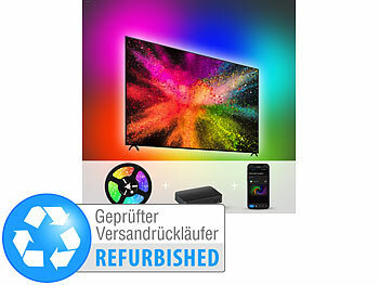 TV Beleuchtung Ambilight: Luminea Home Control HDMI-TV-Sync-Box für Ambiente-Licht, RGB-IC-LEDs, Versandrückläufer