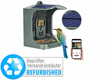 VisorTech Solar-Vogelhaus & Futterstelle, WLAN-Full-HD-Kamera, Versandrückläufer