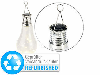 Solar-LED-Birnen: Lunartec Solar-LED-Lampe in Glühbirnen-Form, Versandrückläufer