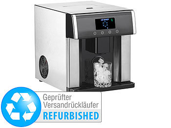 Eiswürfel-Bereiter: Rosenstein & Söhne Eiswürfelmaschine & Wasserspender V2 mit XL-Display, Versandrückläufer