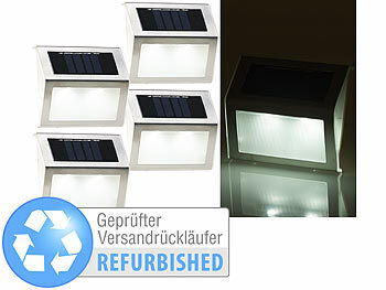 Solarlampe Treppe: Lunartec 4er-Set Solar-LED-Wand- & Treppen-Leuchten Versandrückläufer
