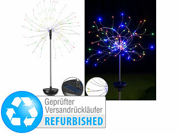 Christmas Weihnachten solarbetriebene LEDs Rasen Blumen dekorative: Lunartec Garten-Solar-Lichtdeko mit Feuerwerk-Effekt, Versandrückläufer