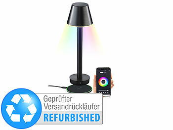 LED-Leselampe mit Akku: Lunartec Smarte Outdoor-Tischlampe, RGB-CCT-LEDs, App, Versandrückläufer