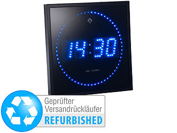 Digitale Wanduhr Funkuhr: Lunartec LED-Funk-Wanduhr mit Sekunden-Lauflich (Versandrückläufer)