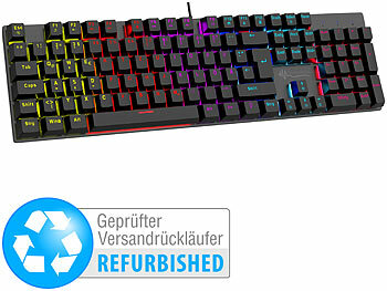 Gaming-Tastatur LED: GeneralKeys Mechanische Metall-Gaming-Tastatur, buntes Licht, Versandrückläufer