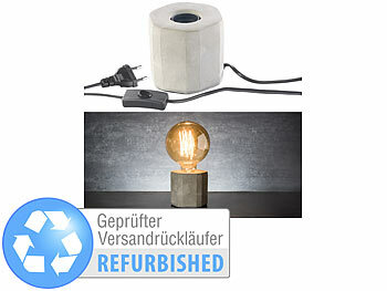 Tischlampe-Sockel: Lunartec Dekorative Beton-Tischleuchte für E27-Lampen, Versandrückläufer