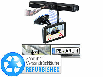 Rückfahrkamera Display: Lescars Kabellose Solar-Funk-Rückfahrkamera mit Full HD & 5, Versandrückläufer